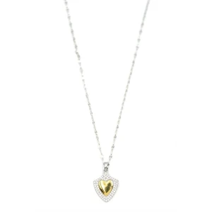 İEG Taşlı Kalp Kolye - Gümüş