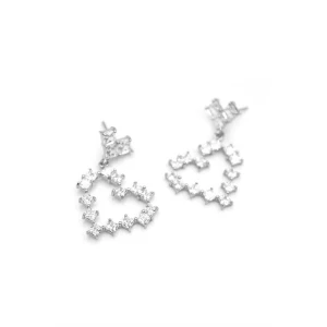 İEG Taşlı Kalp Küpe - Gümüş