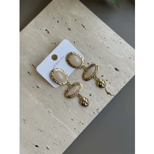 ieg™ Taşlı Küpe - Krem