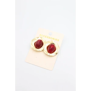 ieg™ Taşlı Metal Küpe - Bordo