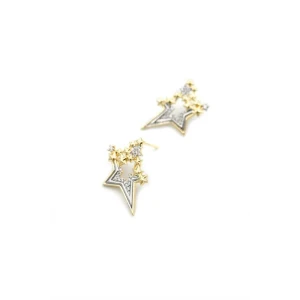 İEG Taşlı Yıldız Küpe - Altın