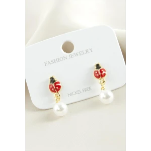 ieg™ Uğur Böceği Mineli İnci Küpe