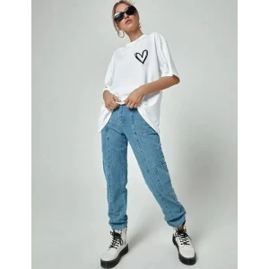 ieg™ Unisex Baskılı Oversize T-Shirt - Beyaz