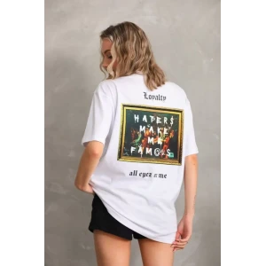 ieg™ Unisex Baskılı Oversize T-Shirt - Beyaz