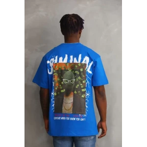 ieg™ Unisex Baskılı Oversize T-Shirt - Mavi