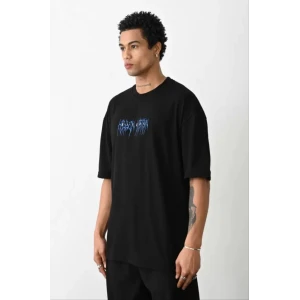 ieg™ Unisex Baskılı Oversize T-Shirt - Siyah
