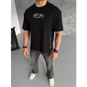 ieg™ Unisex Baskılı Oversize T-Shirt - Siyah