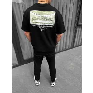 ieg™ Unisex Baskılı Oversize T-Shirt - Siyah