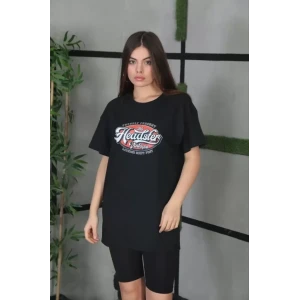 ieg™ Unisex Baskılı Oversize T-Shirt - Siyah