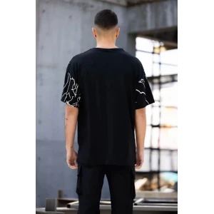 ieg™ Unisex Bisiklet Yaka Baskılı Oversize T-Shirt - Siyah