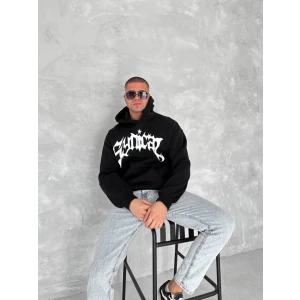 ieg™ Unisex Üç İplik Kapşonlu Baskılı SweatShirt - Siyah