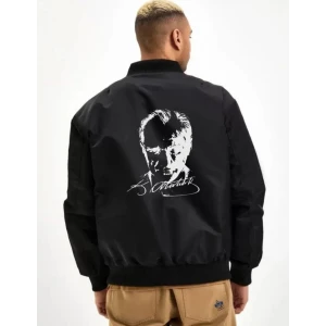 ieg™ Unisex Uzun Kol Baskılı Bomber Ceket - Siyah