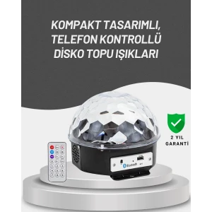 ieg™ Uzaktan Kumandalı RGB LED Disko Topu Bluetooth Hoparlörlü