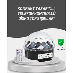 ieg™ Uzaktan Kumandalı RGB LED Disko Topu Bluetooth Hoparlörlü