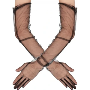 ieg™ Uzun Boy Likralı Siyah Yetişkin Mega Tül Eldiven