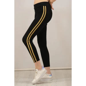 ieg™      Yanı Sarı Şeritli Tayt - Siyah -