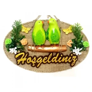 ieg™ Yeşil Kuşlu Hoşgeldiniz Yazılı Kapı Süsü