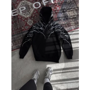 ieg™ Yıldırım Baskılı Kapşonlu SweatShirt - Siyah