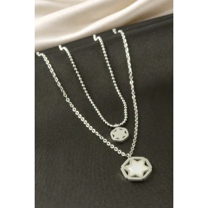 ieg™ Yıldız Sedef Çelik İkili Kolye