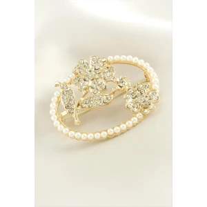 ieg™ Yonca Çiçek İnci Taşlı Broş