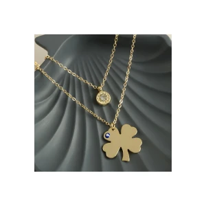 ieg™ Yonca İsim Yazılabilir Boş Plaka İkili Kolye