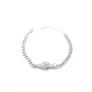 ieg™ Zirkon Taşlı Leopar Bileklik - Gümüş