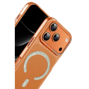 ieg™  Apple iPhone 17 Pro Tash Diamond Magsafe Kapak - Turuncu