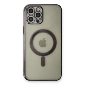 ieg™  iPhone 12 Pro Kılıf Magneticsafe Lazer Silikon - Siyah