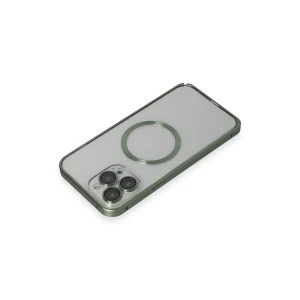 ieg™  iPhone 13 Pro Max Metal Bumper Magneticsafe Kapak - Yeşil