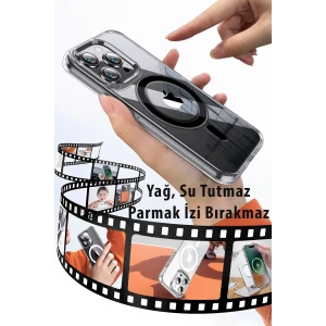 ieg™  iPhone 14 Pro Kılıf Crystal Magsafe Kapak - Siyah