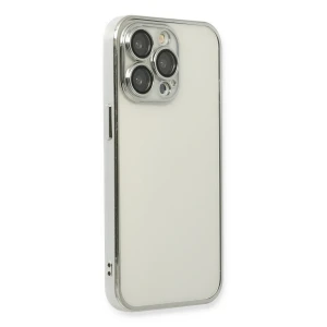 ieg™  iPhone 14 Pro Max Kılıf Razer Lensli Silikon - Gümüş