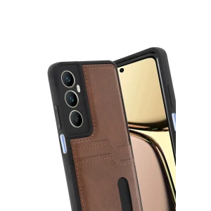ieg™  Realme C65 Sara Kartvizitli Deri Kılıf - Taba