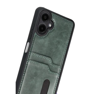 ieg™  Samsung Galaxy A07 4G Sara Kartvizitli Deri Kılıf - Yeşil