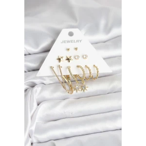 ietaks™ 6 Çift Kadın Küpe Seti Gold Renk