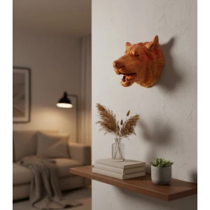 ieg™ Gold Renk 3D Kurt Başı Duvar Dekoru