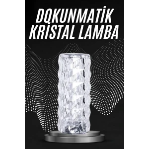 ieg™ Kristal Lamba Masa Lambası Şarjlı Masa Lambası Dokunmatik Sensör Usb Şarjlı
