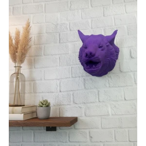 ieg™ Mor Renk 3D Kurt Başı Duvar Dekoru Asılabilir Maskot Heykel 25x19 cm