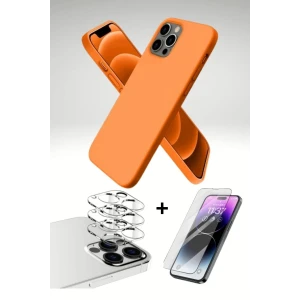 iPhone 12 Pro First Silikon Kılıf Seti | Cam Ekran Koruyucu ve Kamera Lens Koruma