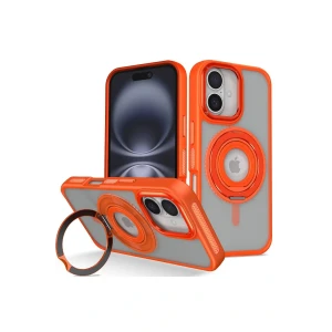 iPhone 16 Banza Magsafe Standlı Kapak - Turuncu