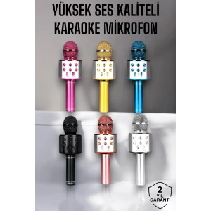 Kablosuz Bluetooth Karaoke Mikrofon USB ve AUX Girişli, Yüksek Ses Kalitesi