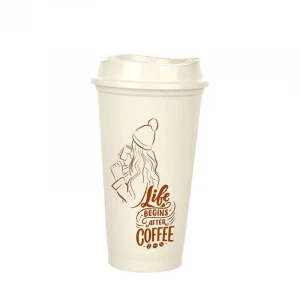 Kahve Bardağı - Kapaklı Krem 473 ml