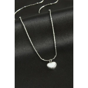 Kalp Sedef Lüks Çelik Kolye