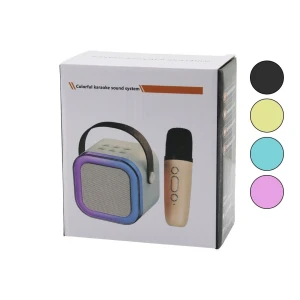 KARAOKE MİKROFONLU WİRELESS HOPARLÖR - SPEAKER IŞIKLI USB ŞARJLI DC 5V - TF - AUX K-12 (K95)