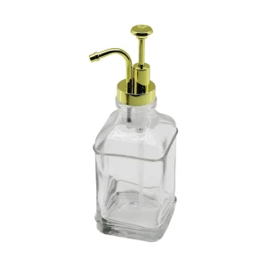 KARE CAM ŞİŞE - ŞEFFAF SIVI SABUNLUK 500ML POMPA - MUSLUK AYRIK MODEL BAŞLI (K95)