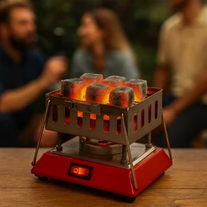 Kare Krom Elektrikli Nargile Köz Ocağı