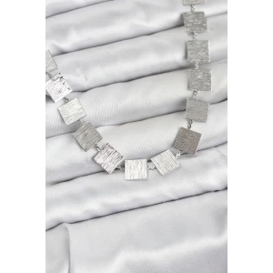 ietaks™ Kare Plaka Model Gümüş Renk Kadın Kolye