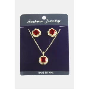 Kare Zirkon Taşlı Set Kolye