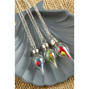 Karışık Renkli Çiçek Fanus Canlı Kolye