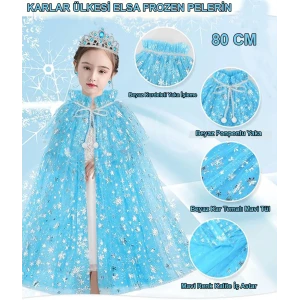 Karlar Ülkesi Elsa Frozen Mavi Pelerin – 80 cm Çocuk Pelerini