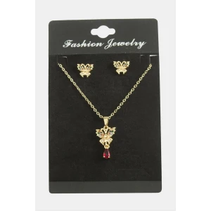 Kelebek Zirkon Taşlı Set Kolye